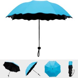 Compact Umbrella Triple Folding Anti-uv Dome Parasol Blue
